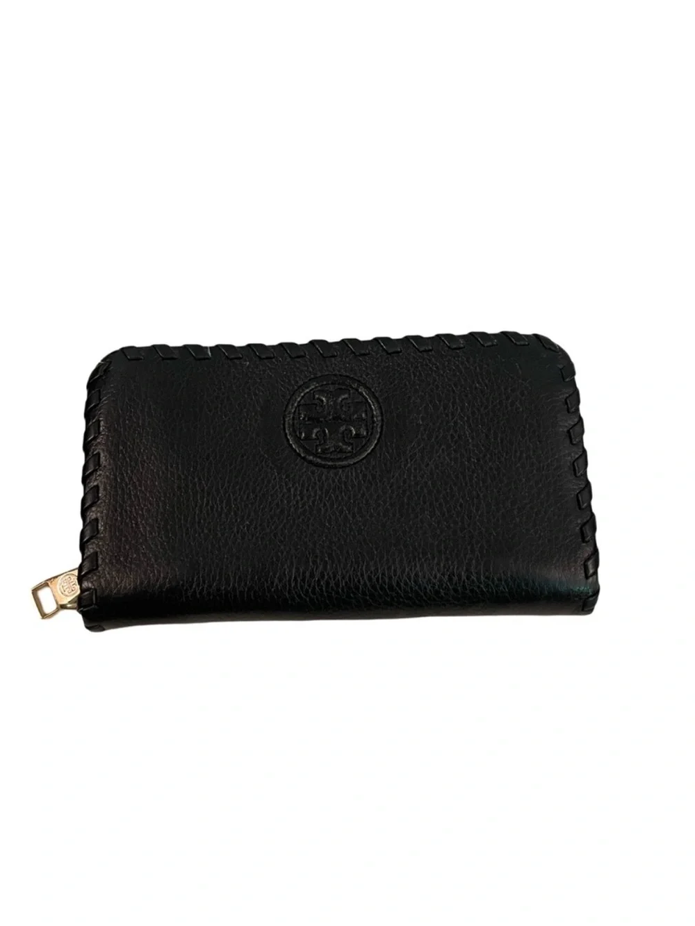 Tory Burch Black Leather Zip Wallet EUC